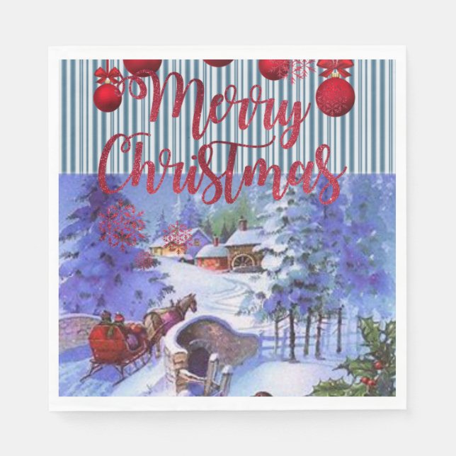 Christmas Paper Napkins, Merry Christmas Napkin (Front)