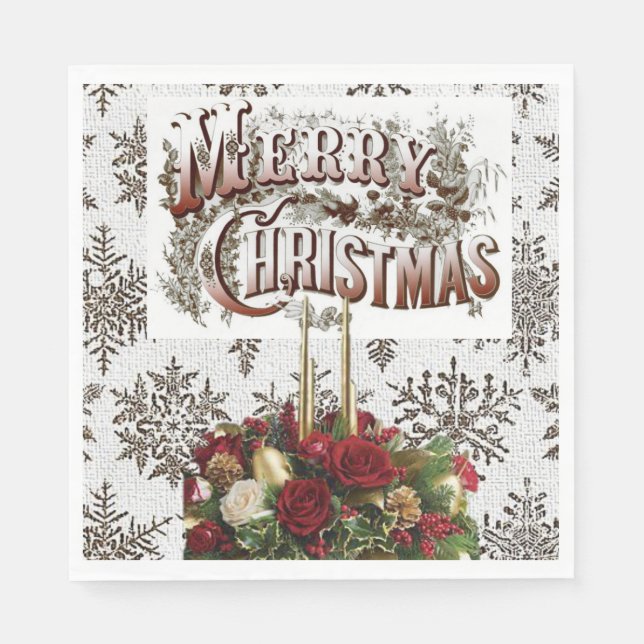 Christmas Paper Napkins, Merry Christmas Napkin (Front)