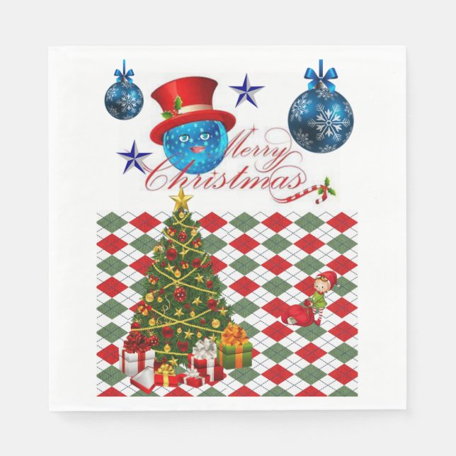 Christmas Paper Napkins, Merry Christmas Napkin (Front)