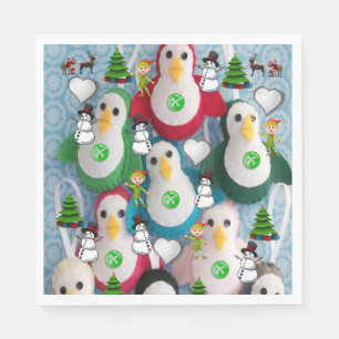 Christmas Paper Napkins, Merry Christmas, Penguin Napkin