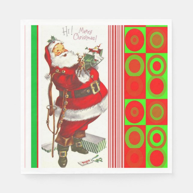 Christmas Paper Napkins, Merry Christmas, Santa Napkin (Front)