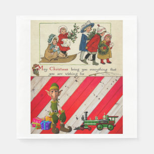 Christmas Paper Napkins, Merry Christmas, Vintage Napkin