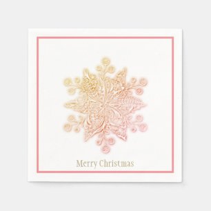Christmas Paper Napkins Pink & Goldens Snowflake
