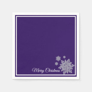 Christmas Paper Napkins Purple Snowflakes
