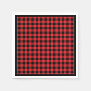 Christmas Paper Napkins Red & Black Buffalo Plaid