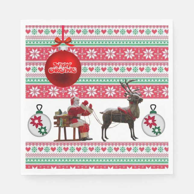 Christmas Paper Napkins, Santa Napkin (Front)