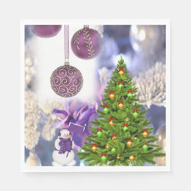 Christmas Paper Napkins, Snowman Napkin (Front)