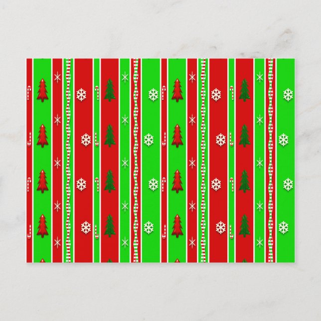 Christmas Paper Pattern Holiday Postcard (Front)