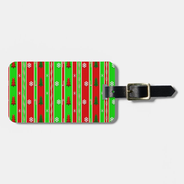 Christmas Paper Pattern Luggage Tag (Front Horizontal)