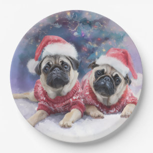 Christmas Paper Plate for pug lovers