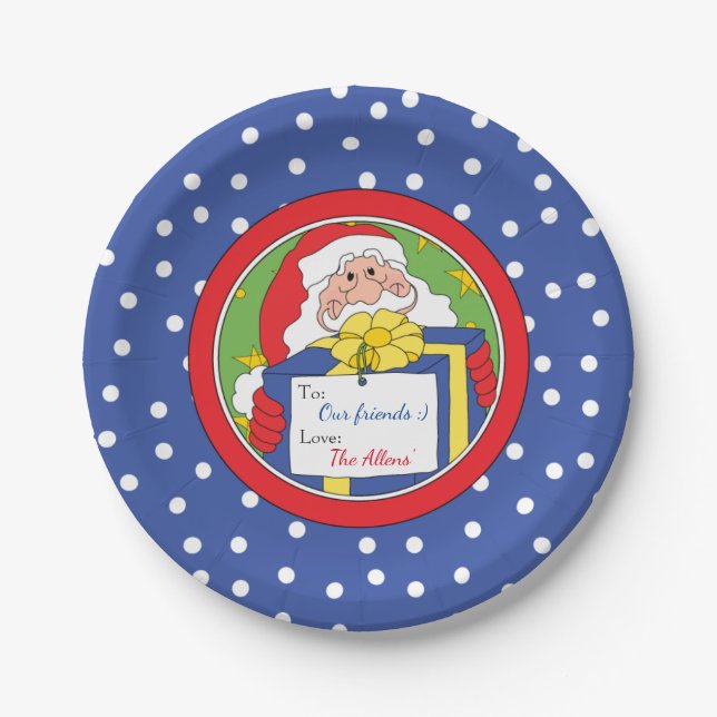 Christmas Paper Plate "Santa" Personalise (Front)