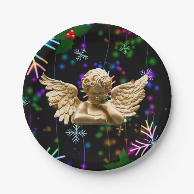 Christmas Paper Plates, Angel Plate (Front)