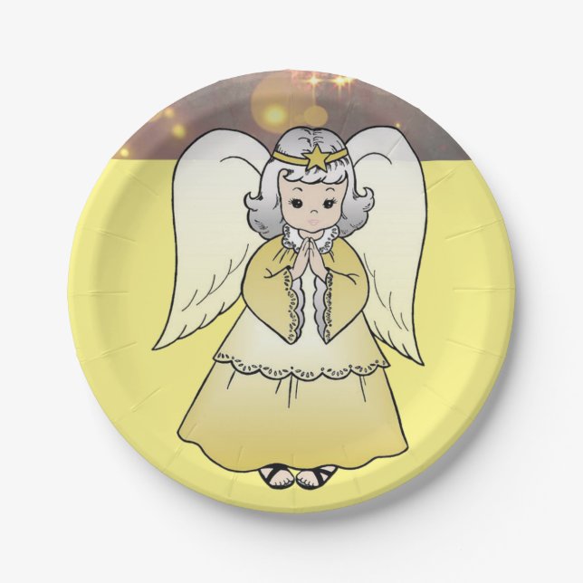 Christmas Paper Plates, Angel Plate (Front)