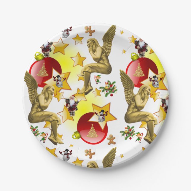 Christmas Paper Plates, Angels Plate (Front)