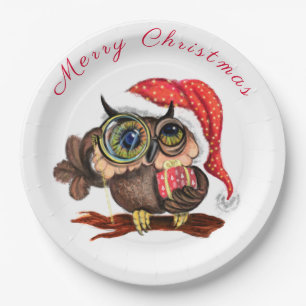 Christmas Paper Plates Baby Owl with Gifts