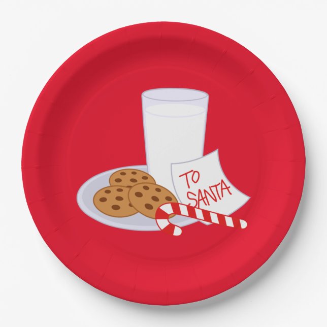 Christmas Paper Plates/Cookies and Milk Paper Plate (Front)