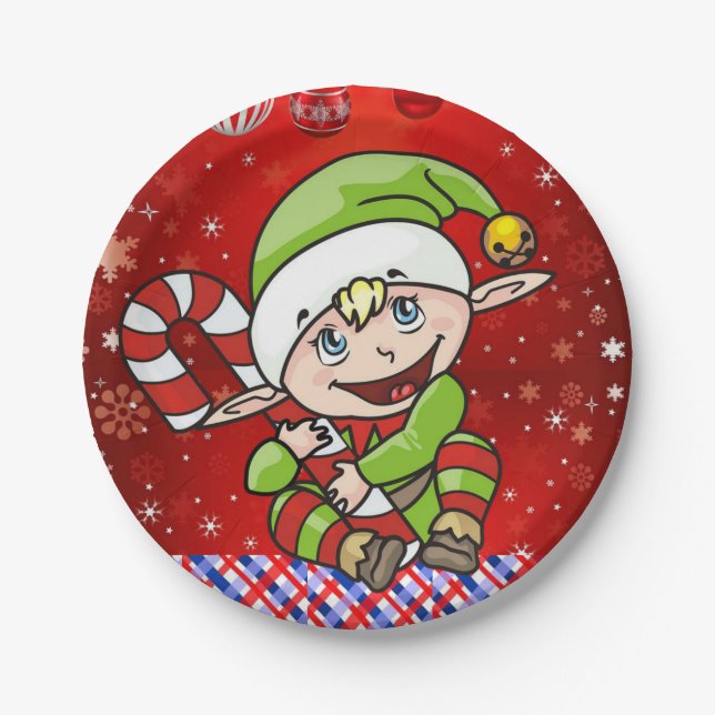 Christmas Paper Plates, Elf Paper Plate (Front)