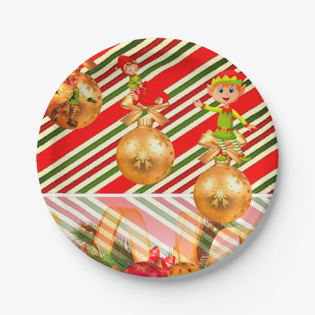 Christmas Paper Plates, elf Paper Plate (Front)