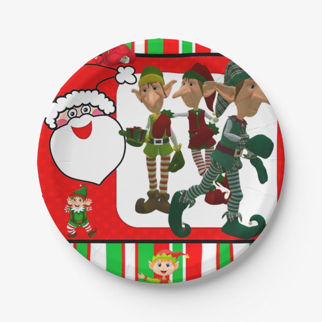 Christmas Paper Plates, Elf Paper Plate (Front)