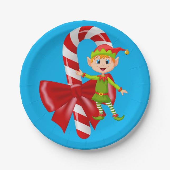 Christmas Paper Plates, Elf Paper Plate (Front)