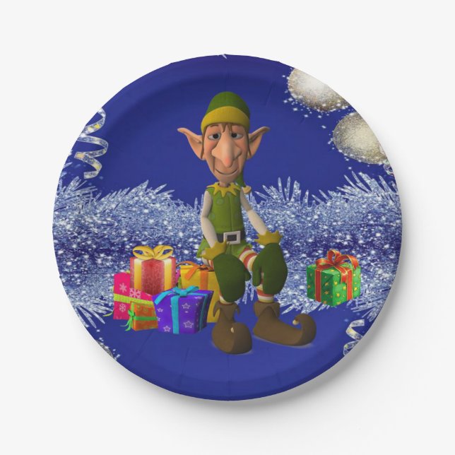 Christmas Paper Plates, Elf Plate (Front)