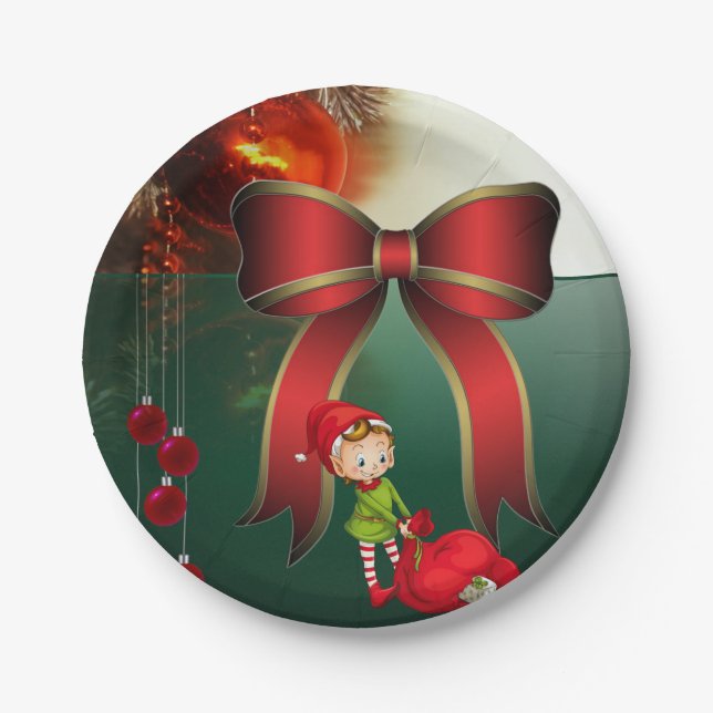 Christmas Paper Plates, elf Plate (Front)