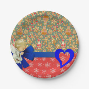 Christmas Paper Plates, Merry Christmas Angel Plate
