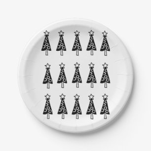 Christmas Paper Plates, Merry Christmas Black Tree Plate