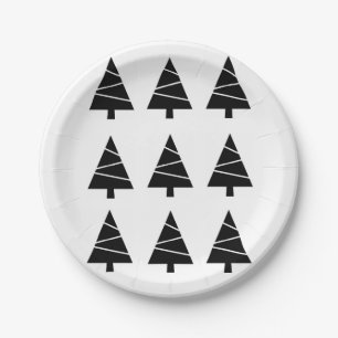 Christmas Paper Plates, Merry Christmas Black Tree Plate