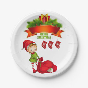 Christmas Paper Plates, Merry Christmas Elf Paper Plate