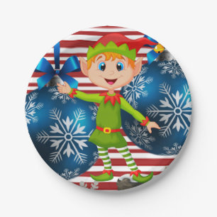 Christmas Paper Plates, Merry Christmas Elf Plate