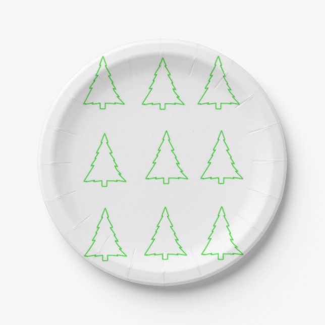 Christmas Paper Plates, Merry Christmas Green Tree Plate (Front)