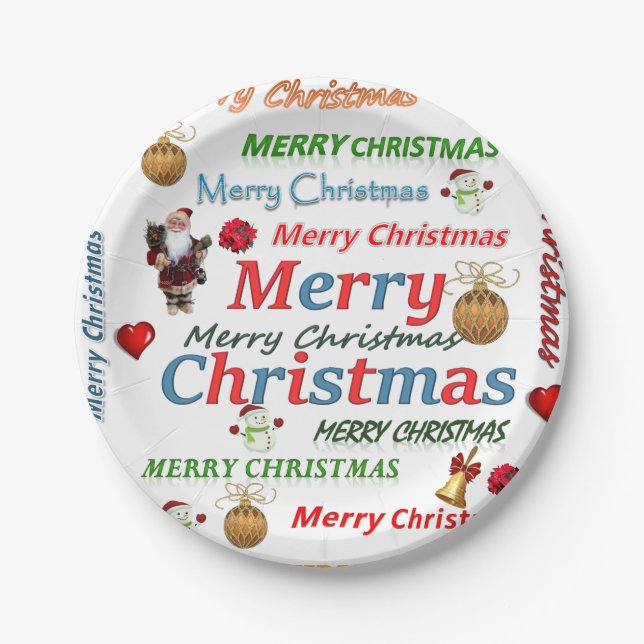 Christmas Paper Plates, Merry Christmas Paper Plate (Front)