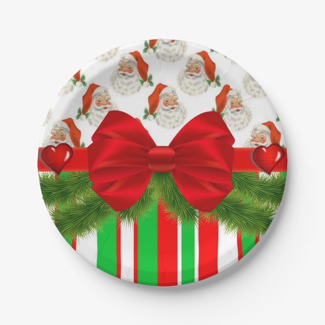 Christmas Paper Plates, Merry Christmas Santa Paper Plate (Front)