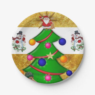 Christmas Paper Plates, Merry Christmas Snowman Plate