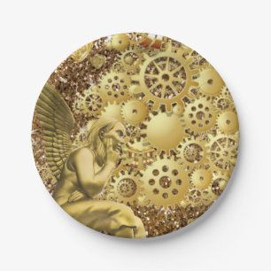 Christmas Paper Plates, Merry Gold Angel Plate
