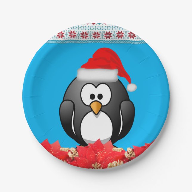 Christmas Paper Plates, Penguin Paper Plate (Front)