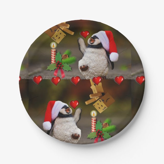 Christmas Paper Plates, Penguin Plate (Front)