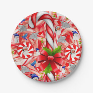 Christmas Paper Plates, Santa, Candy Cane, Pepperm Paper Plate