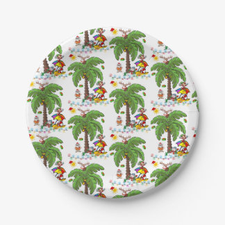 Christmas Paper Plates, Santa Claus Beach Bum  Plate