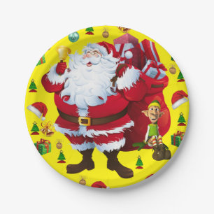 Christmas Paper Plates, Santa, Elf Plate