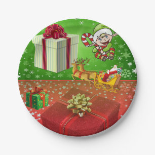 Christmas Paper Plates, Santa , Elf Plate