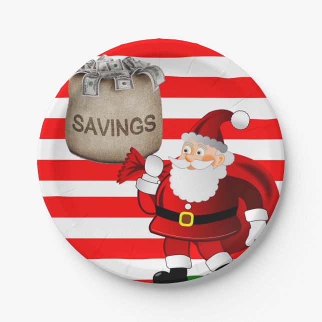 Christmas Paper Plates, Santa Paper Plate (Front)