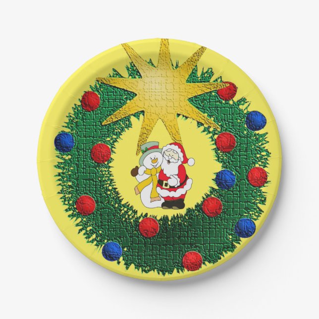 Christmas Paper Plates, Santa Paper Plate (Front)