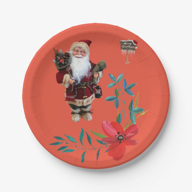 Christmas Paper Plates, Santa Plate (Front)
