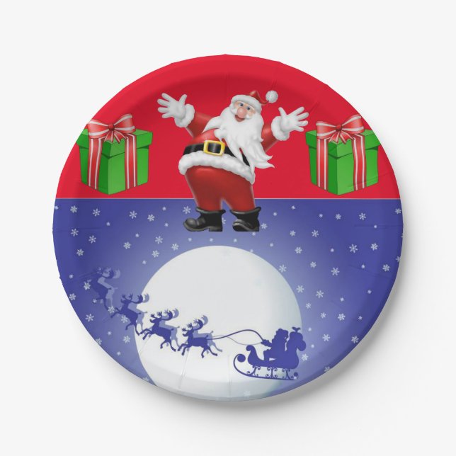 Christmas Paper Plates, Santa Plate (Front)