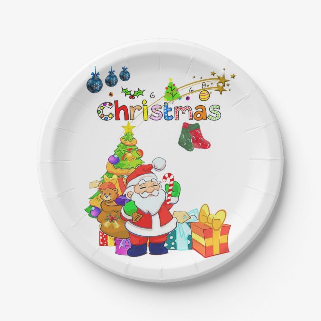 Christmas Paper Plates, Santa Plate (Front)