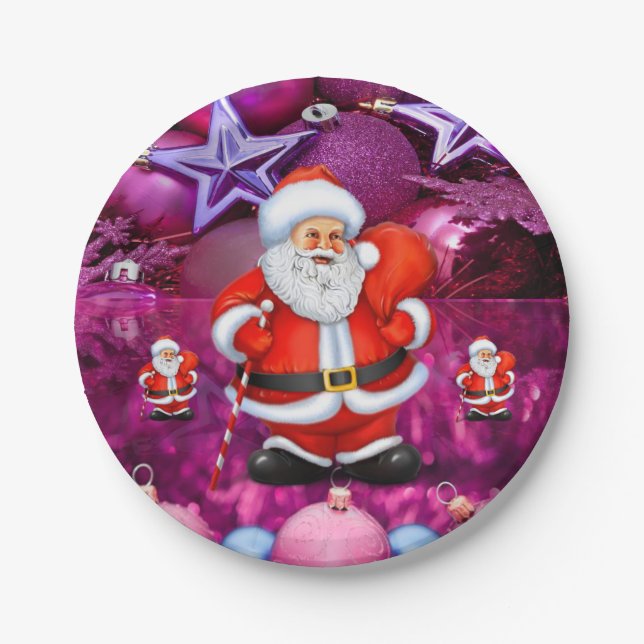 Christmas Paper Plates, Santa Plate (Front)