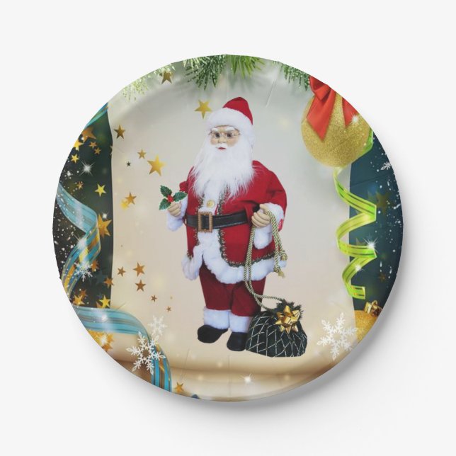 Christmas Paper Plates, Santa Plate (Front)