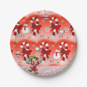 Christmas Paper Plates, Snowman, Elf Plate